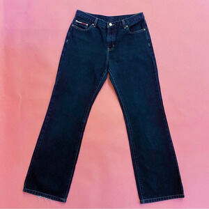 Authentic 90s Tommy Hilfiger Flared & Mid-Rise Dark Blue Denim Jeans
